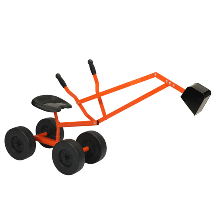 Mr.Garden Ride On Sand Digger Outdoor Kids Toys Working Crane With Big Dig Sandbox, Orange